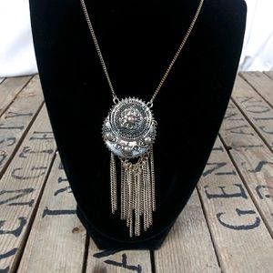Silver Boho & Fringe Necklace